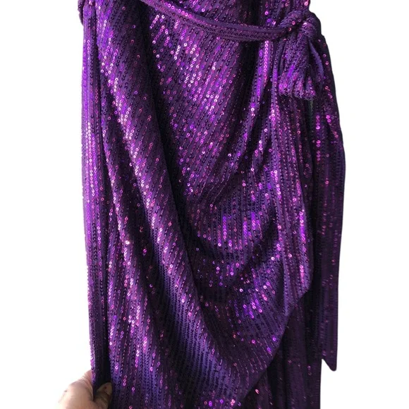 GRACE KARIN Women Medium Sleeveless One Shoulder Split Sequin Wrap Side Zip. - Picture 4 of 8